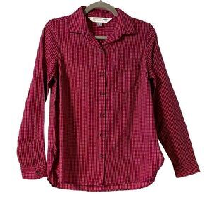Old Navy pink and black check button up shirt size S
